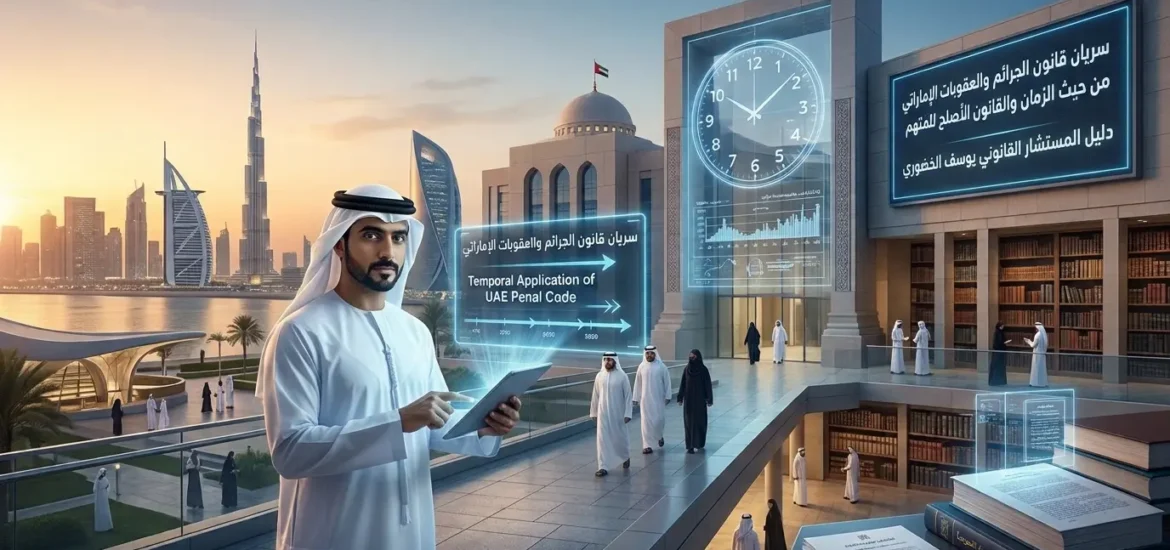 المستشار القانوني يوسف الخضوري يشرح سريان قانون الجرائم والعقوبات الإماراتي من حيث الزمان والأصلح للمتهم.